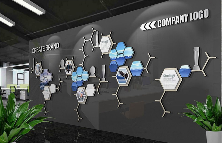 简约高端通用uv企业文化墙企业展板形象墙发展