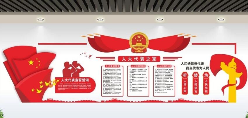 党员会议室党建文化墙制作效果图